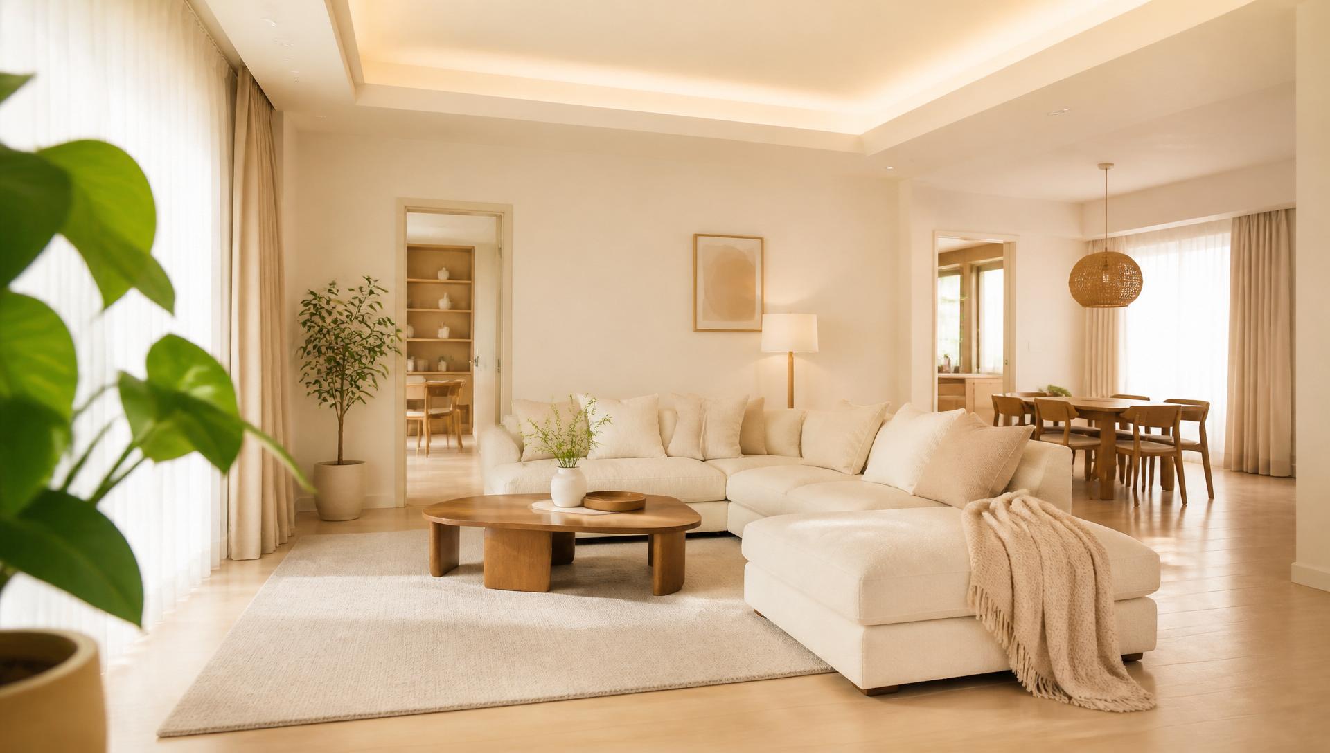 Warm cream interior living space